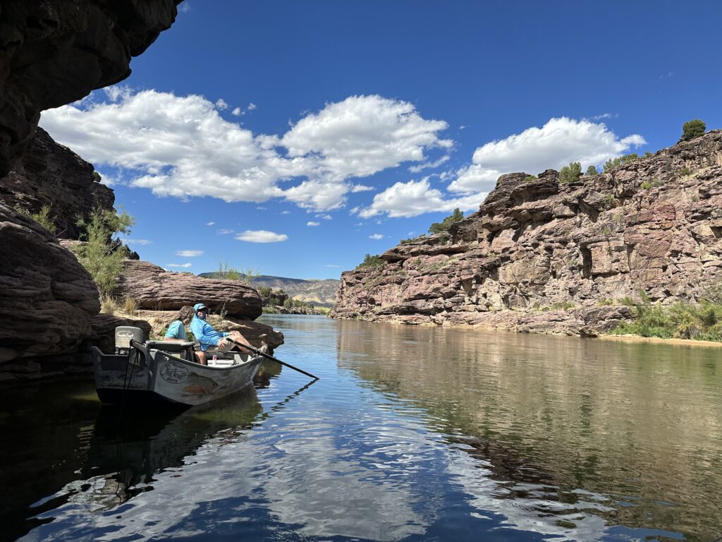Floating the Green River in a drift boat.